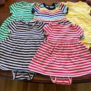 Primary Striped Baby Onesie Dresses Size 6-12Mths